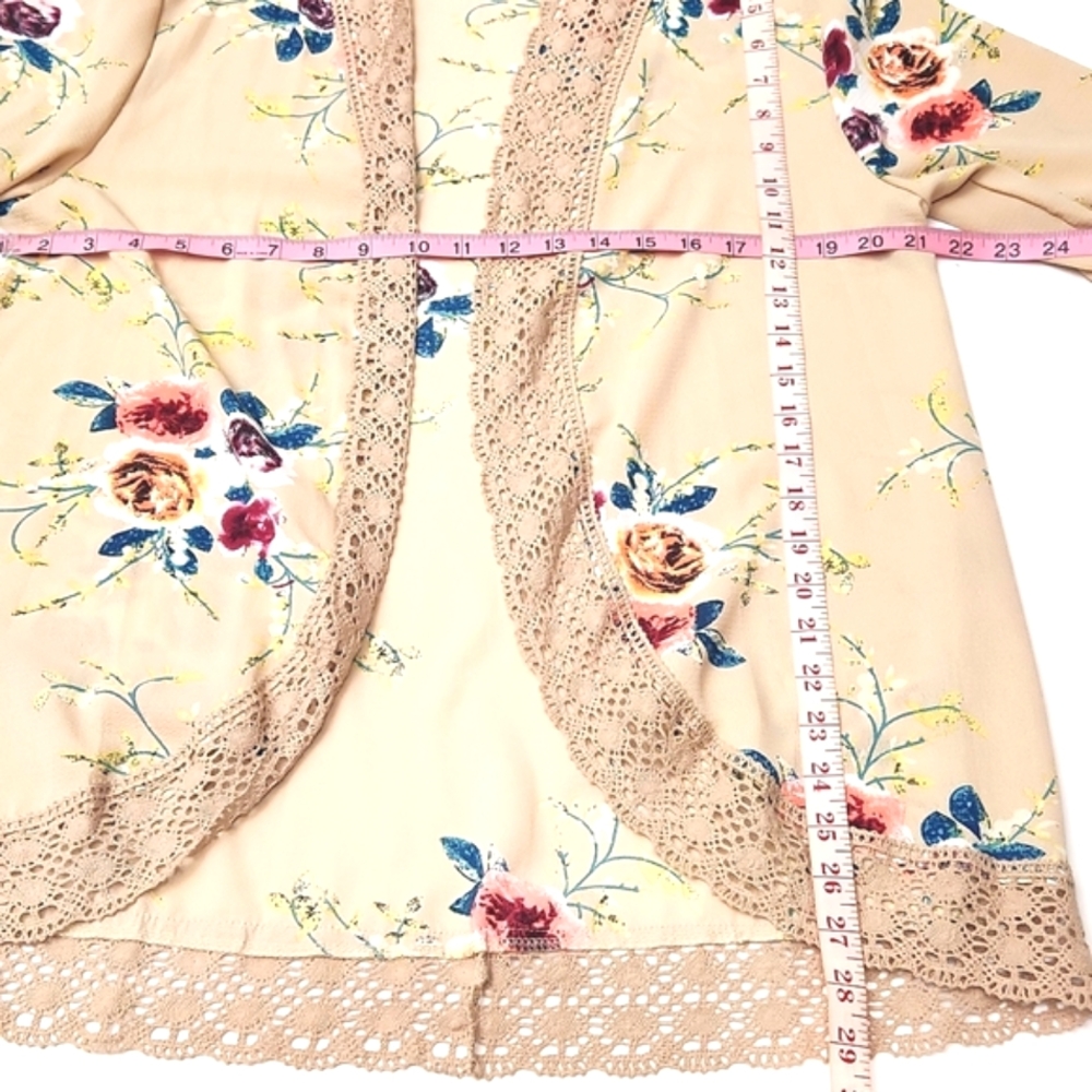 Floral Lace-Trim Open Front Cardigan - Blush Pink - Picture 8 of 14